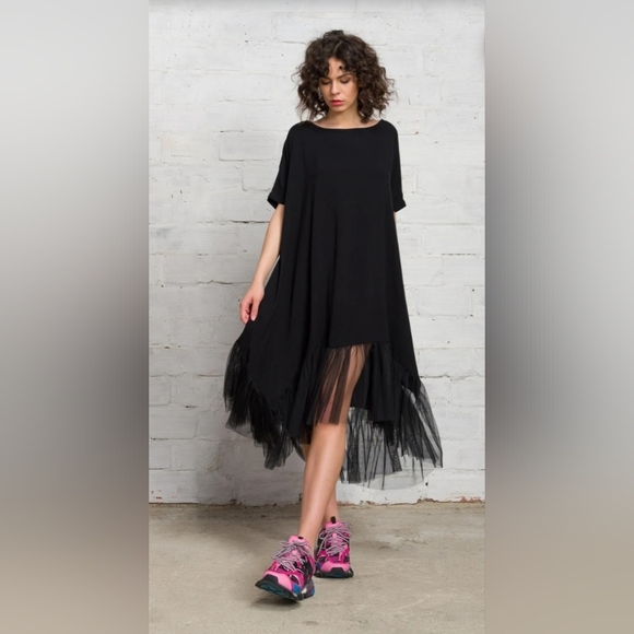 Aakasha Rare Extravagant Tulle Black M Maxi Dress - Picture 2 of 7